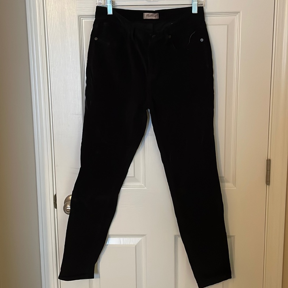 Black velvet high waisted skinny jeans